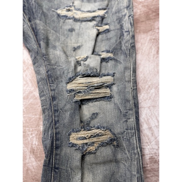 Men JORDAN CRAIG Distressed Stretch Desert Gold Washed Denim Jean Pant 38x32 NWT - Picture 2 of 11